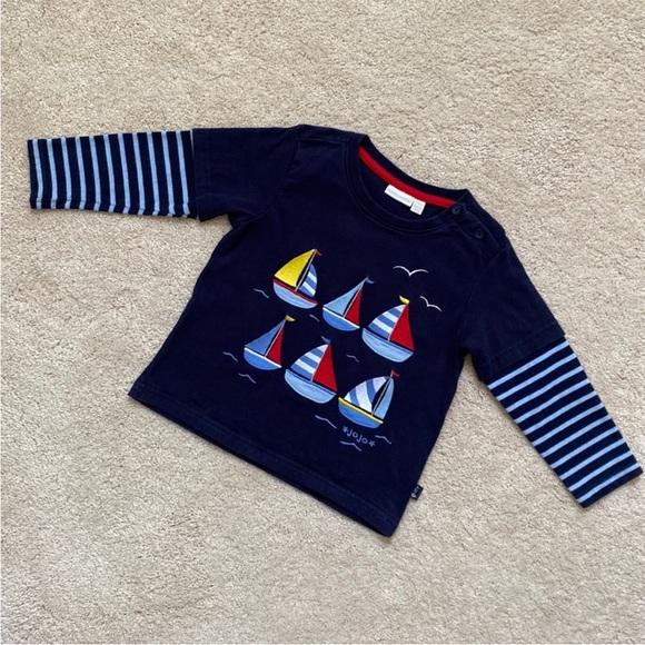 Navy Sailboat Kids Shirt - Picture 2 of 11